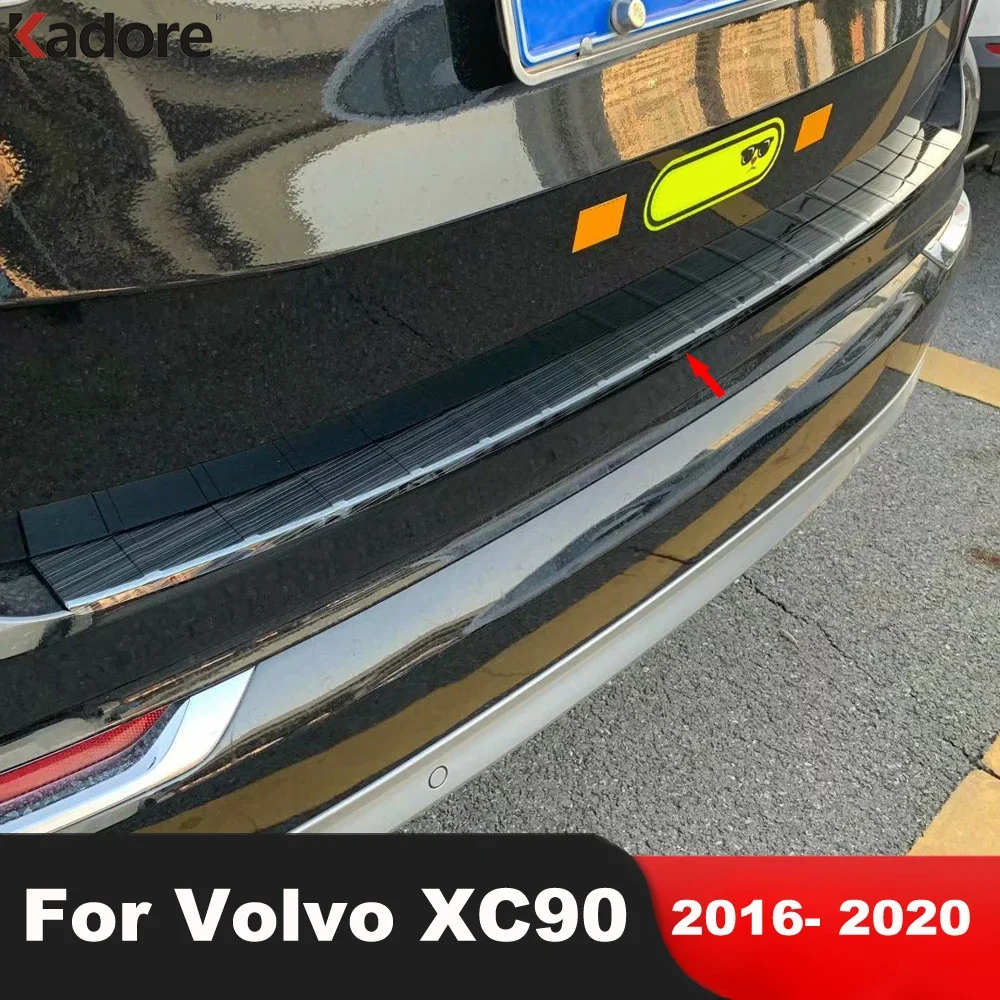 For Volvo XC90 2016 2017 2018 2019 2020 Steel Outer Rear Trunk Bumper Cover Trim Tailgate Door Sill Plate Guard Car Accessories