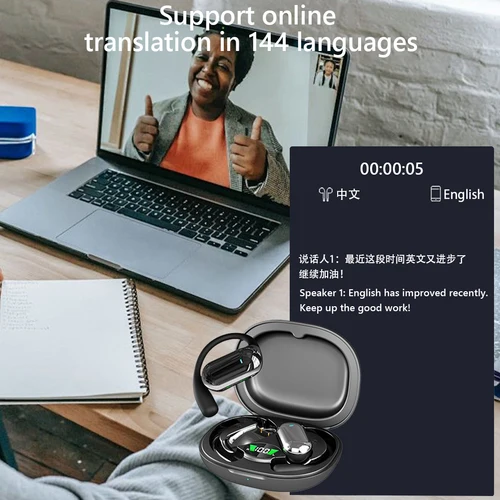 Imagen 2 del producto Auriculares con traductor AI YYK-Q16S, 3 en 1, música, llamadas telefónicas, 144 idiomas, traducción en tiempo Real, auriculares inalámbricos BT 5,3