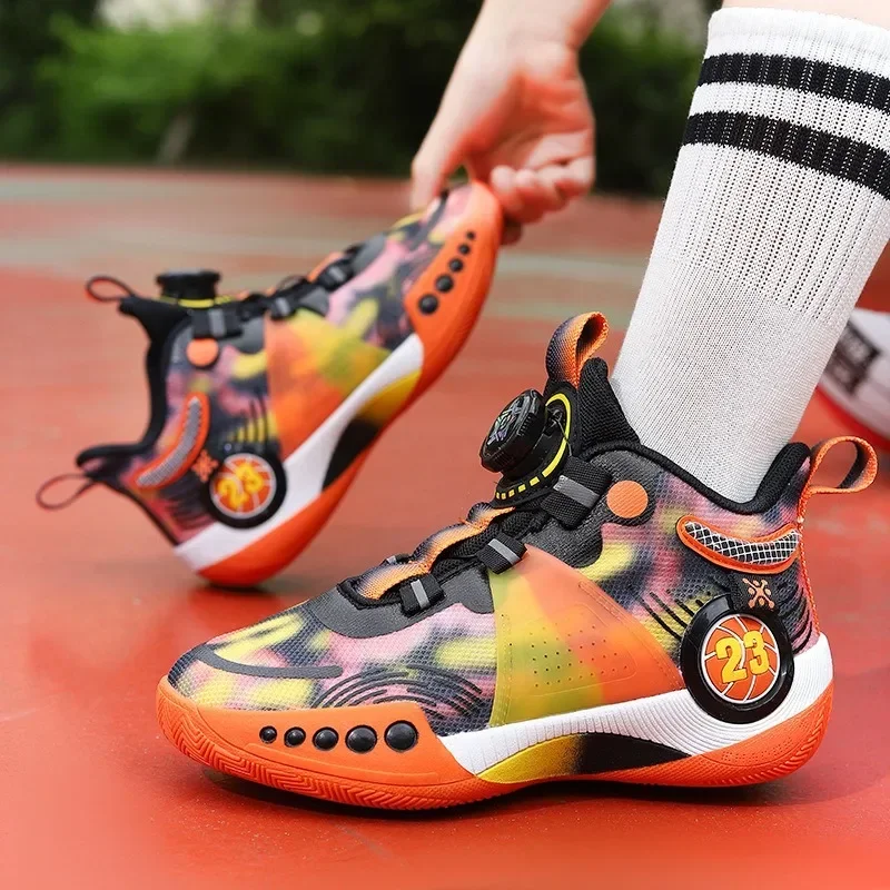 

Boys and Girls Sports Basketball Shoes Children's Breathable Professional Sneakers Mesh Sneakers 2024 Can Be Worn in All Seasons