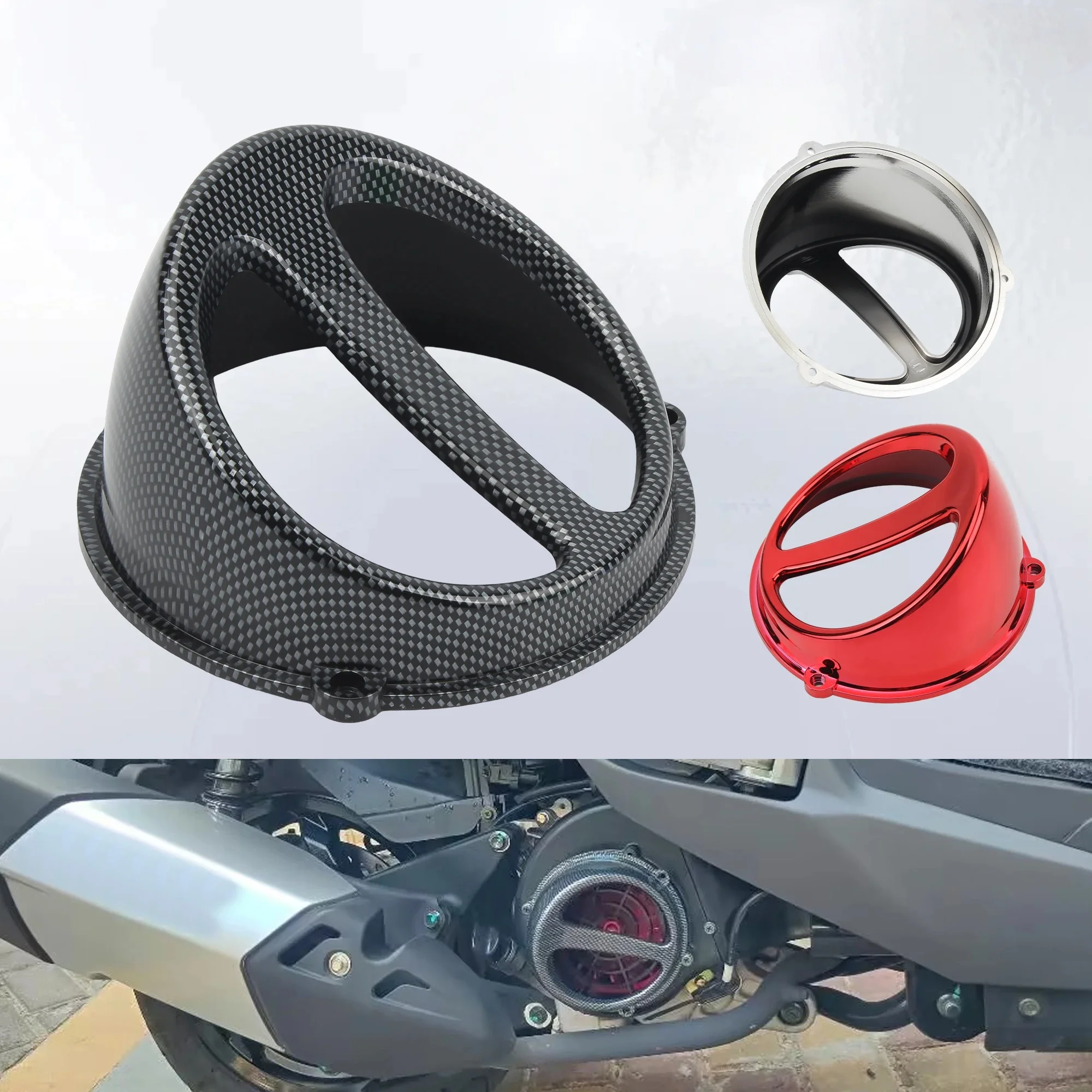 1pc Carbon Fiber Pattern Motorcycle Air Scoop Cooling Fan Cover For Jog50 90 Dio ZX Gy6 Engine Replacement Spare Parts