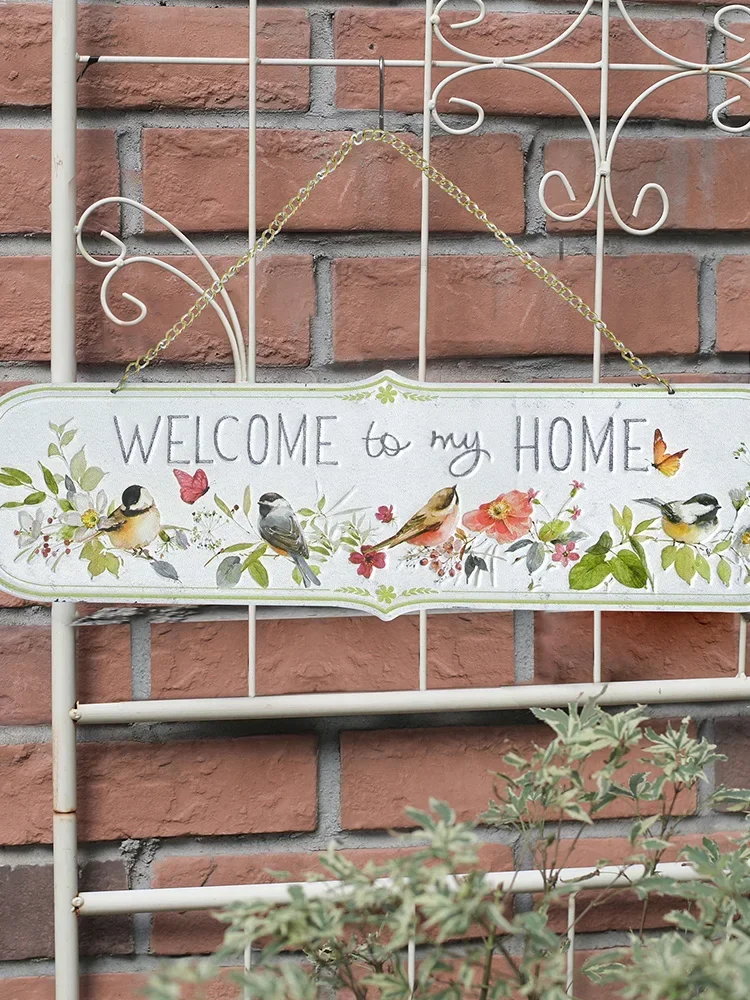 

New wrought iron door sign outdoor garden listing wall decoration European door sign garden welcome sign pendant