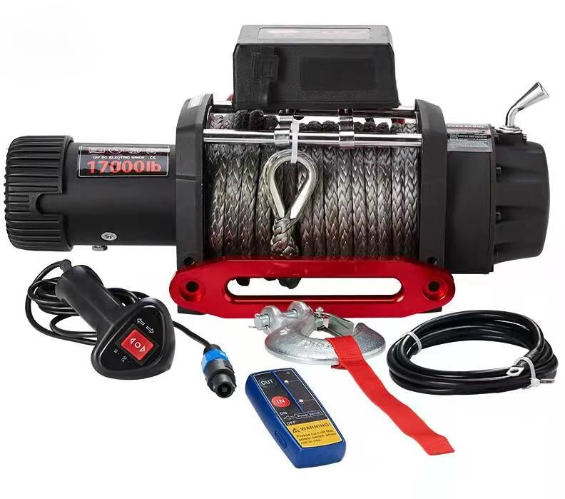 12V 17000LBS Off Road Car Trailer Wire Rope Electric Winch with Remote Controlcustom