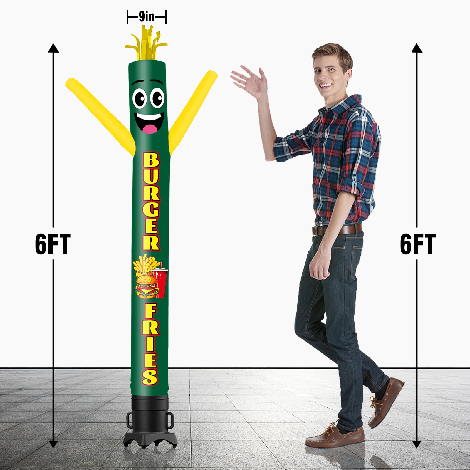 6/10/15/20FT Tall Inflatable Fries Dancing Guy for Outdoor Decoration Advertising(Blower Not Included)