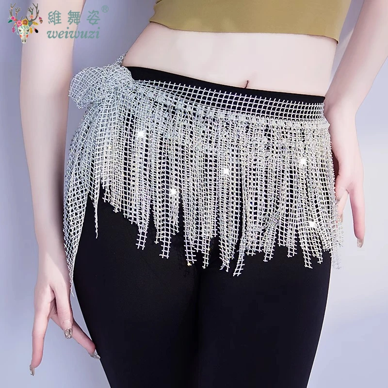 جديد إمرأة لامعة الرقص الشرقي الخصر سلاسل الرقص الشرقي الهندي ملابس رقص اكسسوارات شرابة متعدد الطبقات وشاح الورك التنانير #3