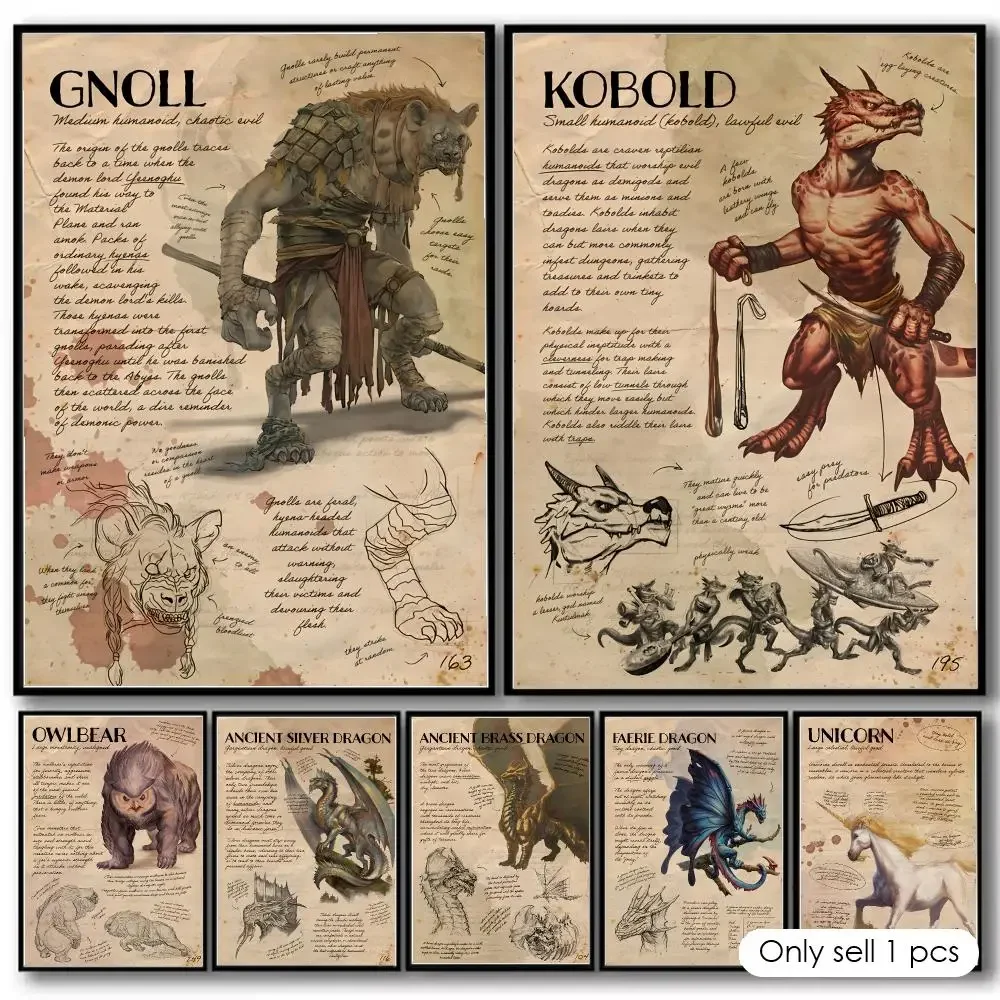 Game D-Dungeons & Dragons Painting Calligraphy Cotton Canvas Wall Art Poster Quality Decor Painting for Home Decor