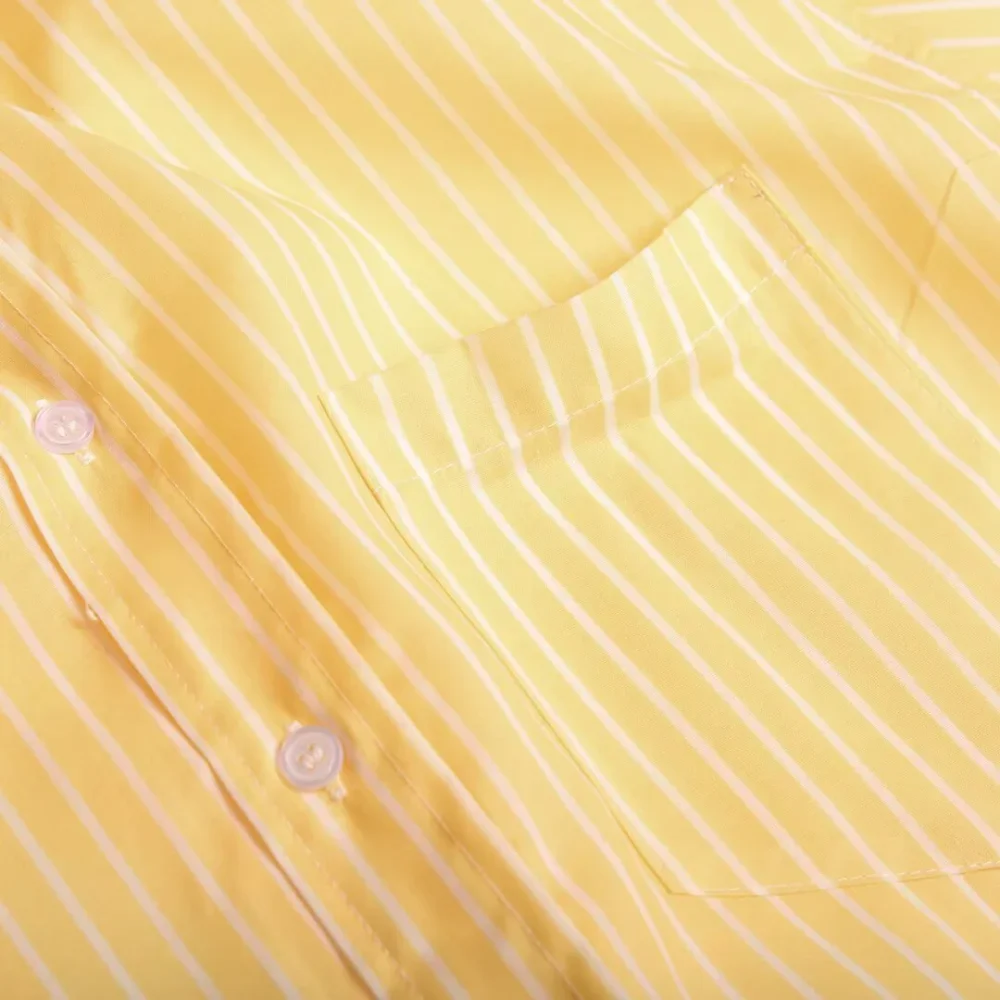 2025 haut ample pour femmes avec col à manches longues boutons poches rayées printemps et été nouveau style tempérament