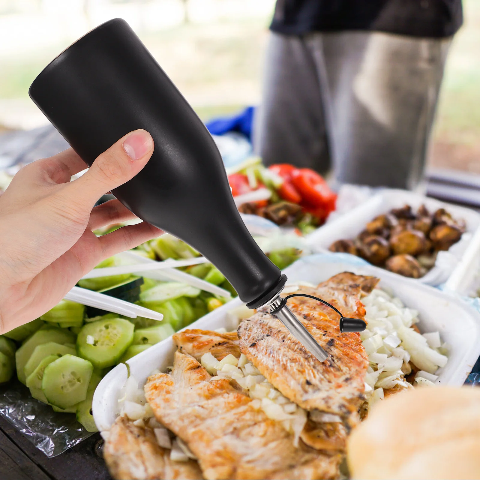 

Oil Bottle Dispenser Stainless Steel Ceramic Silicone Material Kitchen Condiment Container for Olive Oil Vinegar Soy Sauce