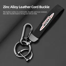 Leather Car Ring Keychain Trinket Zinc Alloy Keyrings Rotate For Mini John Cooper Works Emblem R60 F60 F55 F57 R56 R57 R70 JCW