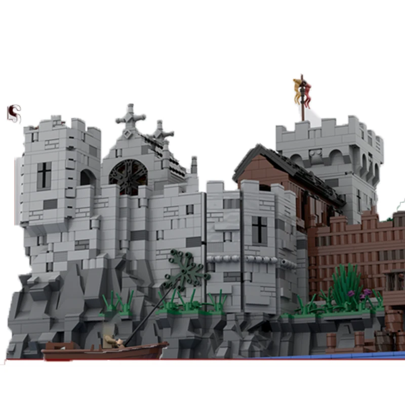 Street View Architecture Series Moc Medieval Castle MOC-49726 Building Block DIY Model High Difficulty Education Brick Toys Gift