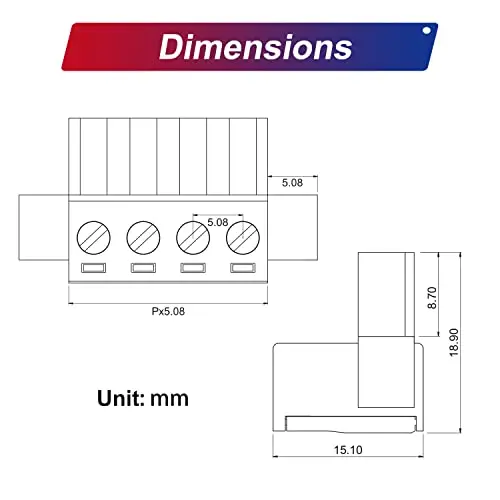 5 szt. 5.08mm 6 pinowe złącze typu feniks zielone PCB zaslepka zacisk blok 6 biegunów z przykręcanymi kołnierzami