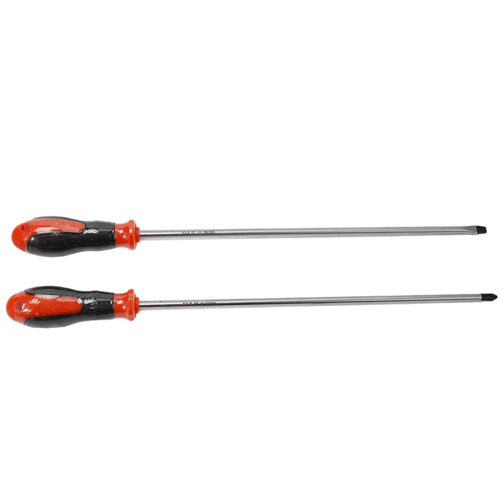 1/2pcs Extended Cross/Slotted Screwdriver 300mm 6mm Chromium Vanadium Alloy Steel Rubber Hand Tools Screwdriver Nutdrivers