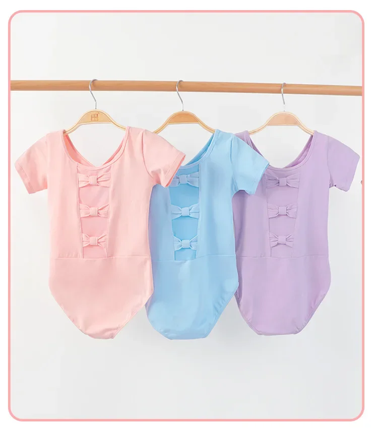 Body dziecięce z krótkim rękawem do ćwiczeń baletowych, strój gimnastyczny dla dziewczynek, trykoty taneczne, kostiumy baletowe na scenę.