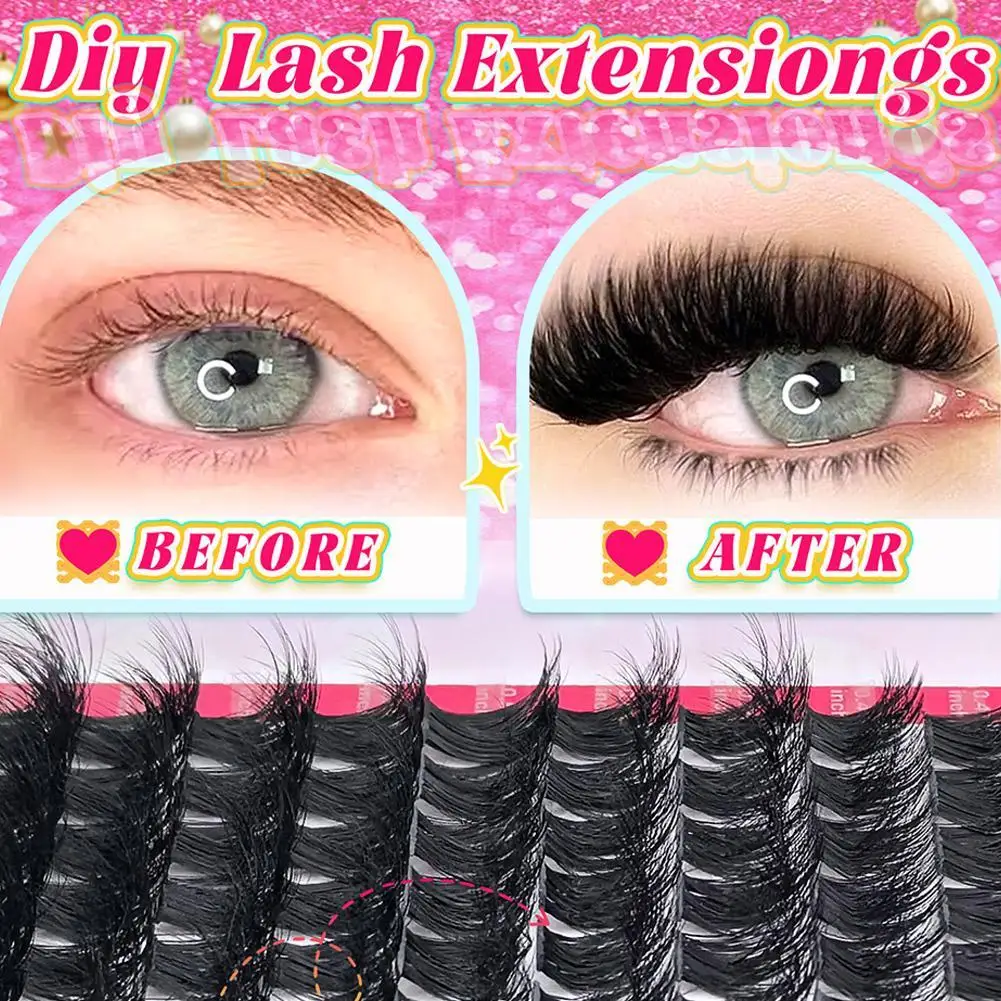 جديد 100D رقيق الفردية جلدة مجموعات ملحقات كاذبة رمش DIY في المنزل العنقودية ماكياج رمش أدوات #1