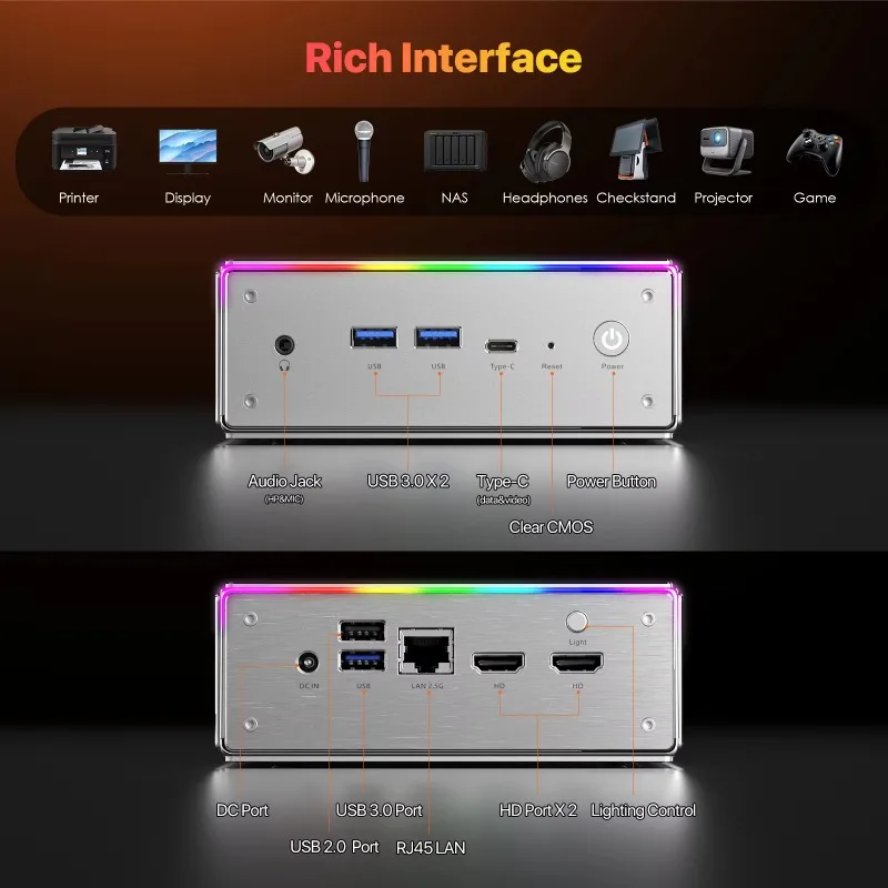 Peladn AMD Ryzen9 7940HS 32GB DDR5 1TB SSD محمول AI Mini PC R9 7940HS Wifi6.0 BT5.2 كمبيوتر صغير للألعاب سطح المكتب لنظام التشغيل Windows 11