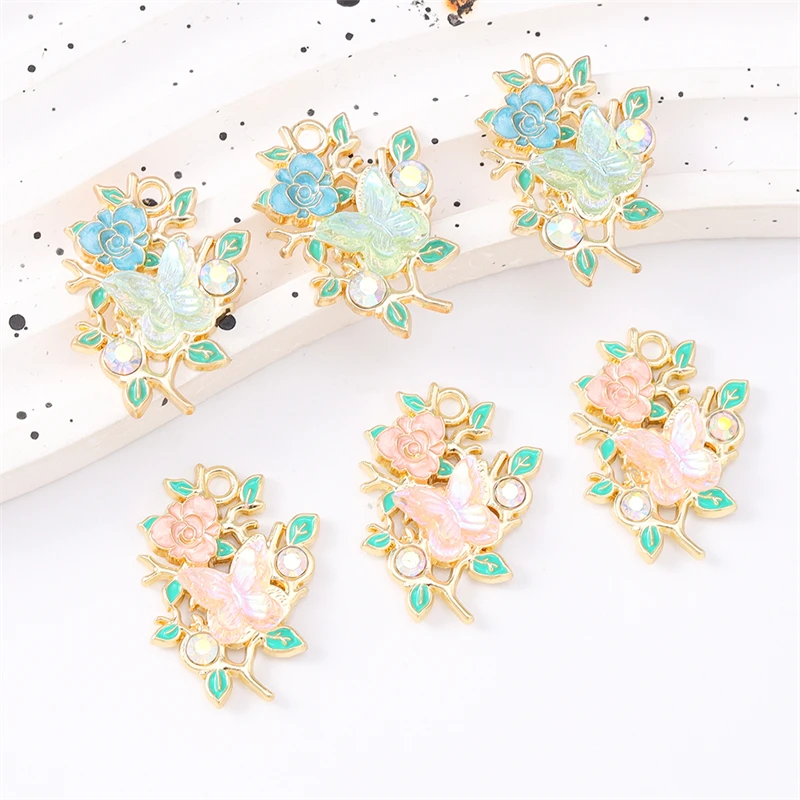 

Duarte 20Pcs/Lot Elegant Enamel Butterfly Flower Charms Pendants for Jewelry Making Drop Earrings Necklaces Bracelet Accessories