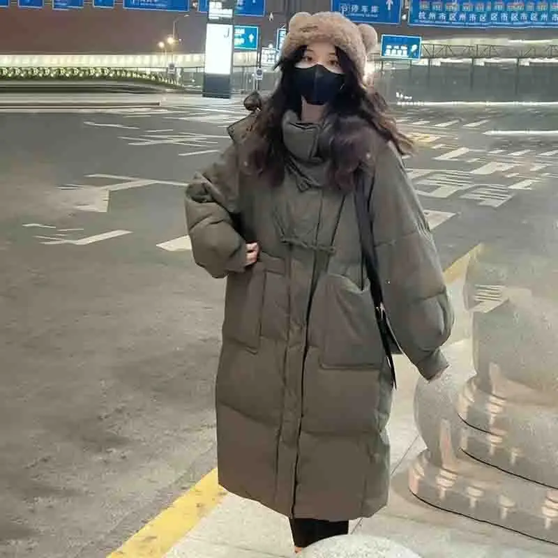 2025 Winter New Women's Oversized Down Cotton Jacket Commuter Long Warm Cotton Jacket