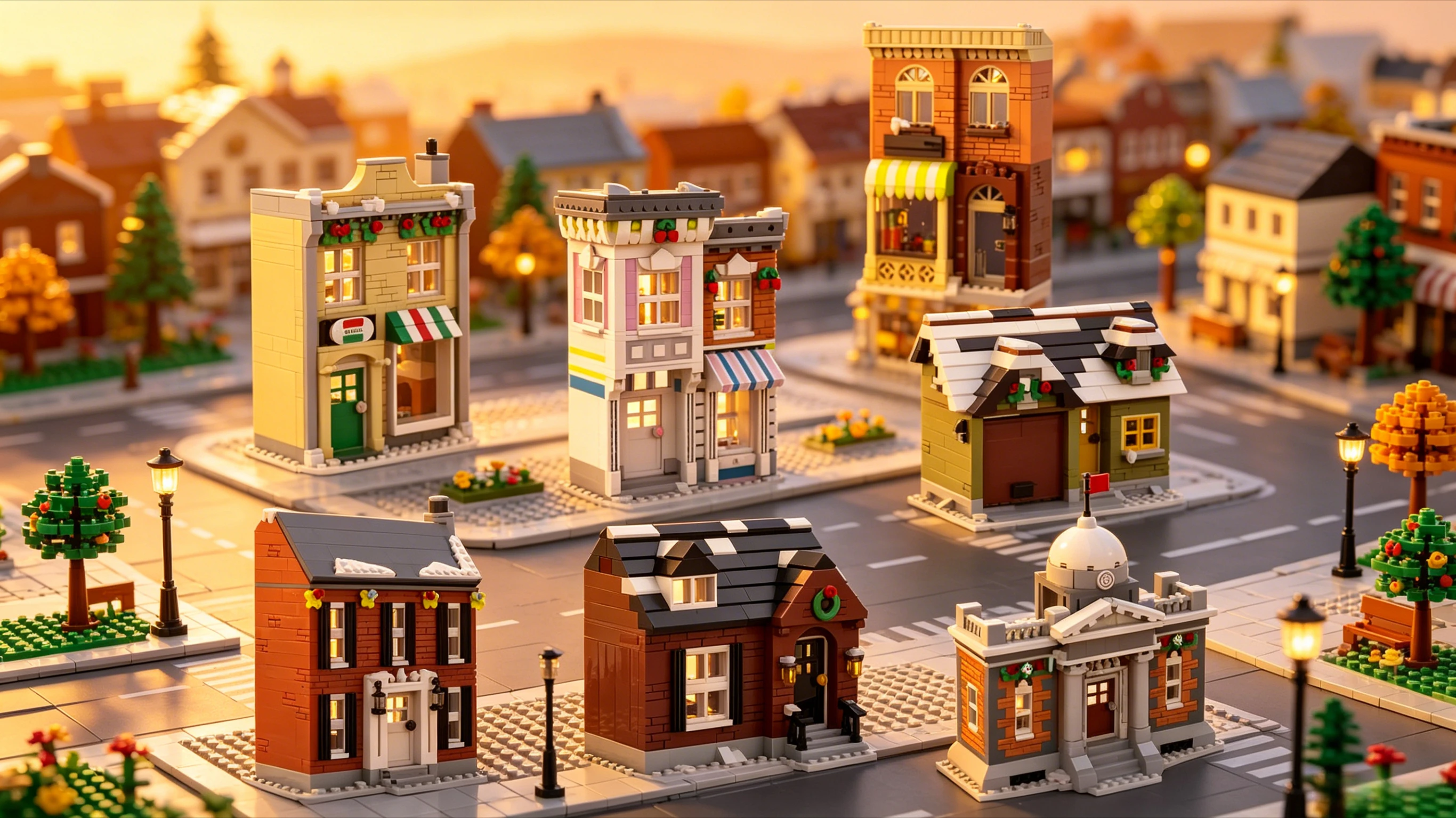 

Featured MOC Particle Winter Theme Series Architecture City Street View Compatible with Children's Splicing Block Toy Model Gift