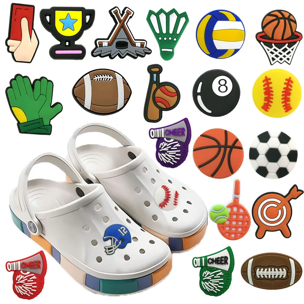 1pcs Basketball Shoe Charms Accessories Sneakers Football Shoe Decorations Pins for Clog Woman Men Clips Jeans Dropshipping