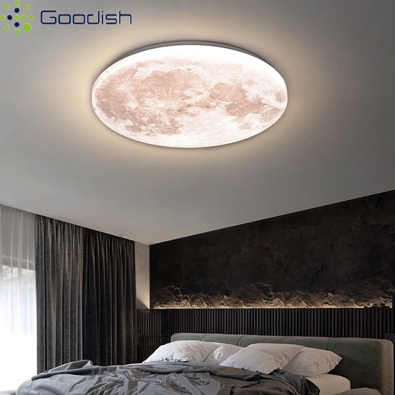 Modern Nordic Luxury Amber Full Moon Shaped LED Home Ceiling Light Art Creative Painted Lamp for Bedroom Decoration Chandeliers