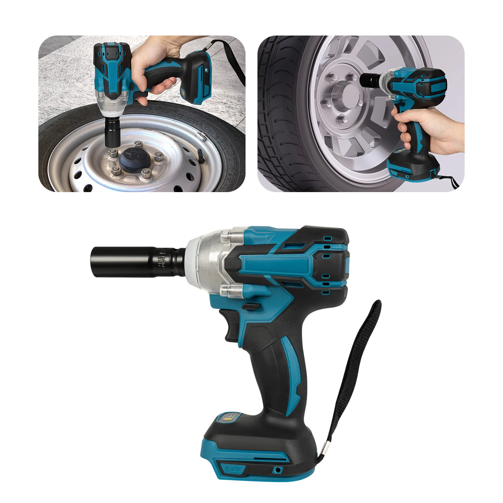 Llave de impacto eléctrica sin escobillas de 18V, pistola de impacto inalámbrica de 1/2 ", velocidad de ralentí de 0-4000r/min, par máximo de 320N.m, para reparación de automóviles, diversión DIY