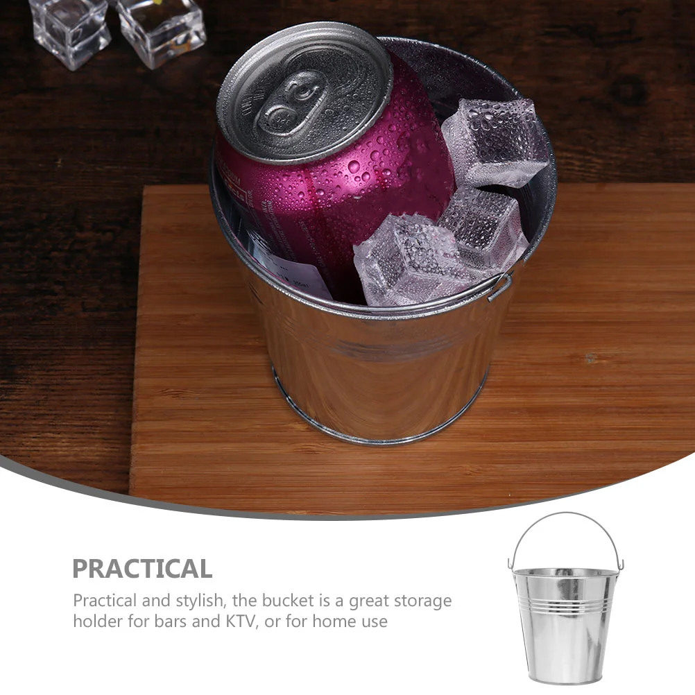 Mini Metal Buckets Small Tin Pails Ice Cubes Bucket French Fries Holder Food Container Snack Storage Cookie Bars Kitchen Dining
