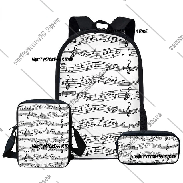 Harajuku Piano Keyboard Musical Notes 3pcs/Set Backpack 3D Print School Student Bookbag Laptop Daypack Shoulder Bag Pencil Cases