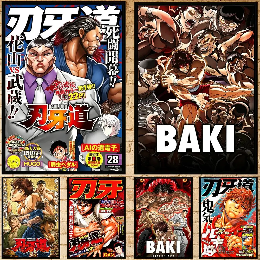 anime Baki the Grappler Poster Poster HD Waterproof Self-adhesive Art Print Wall Decor for Bedroom Living Room Gift