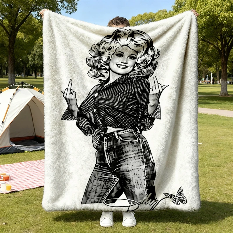 Vintage Dolly Middle Finger Flannel Blanket, Dolly Parton Throw, Country Music Gift