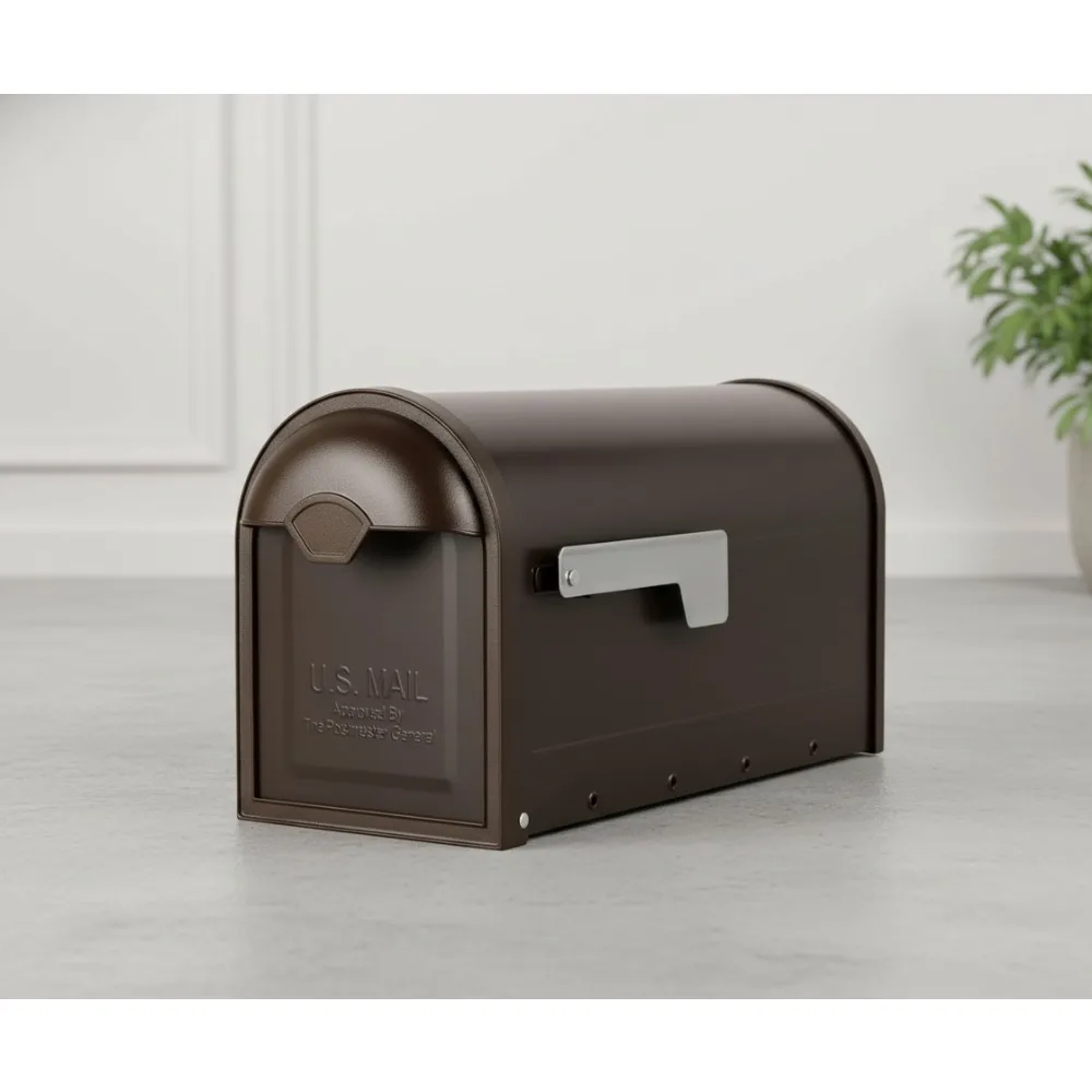 

Rustic Bronze Post Mount Mailbox for Home, Durable Weatherproof Outdoor Mailbox with Lock