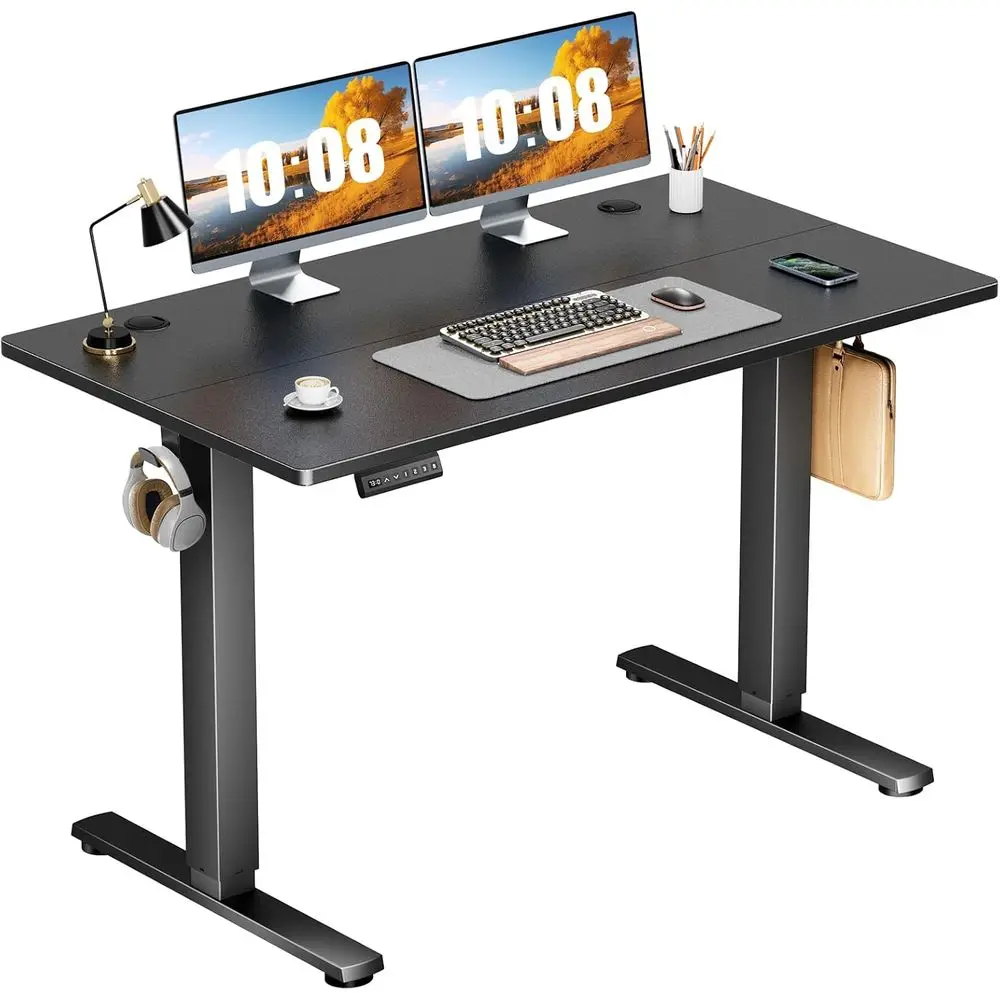 

Adjustable Height Electric Standing Desk, 48x24 Splice Wood & Metal, Home/Office Desk with 3 Memory Presets, Black