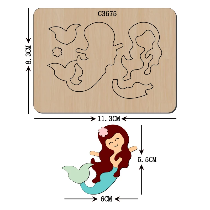 

New mermaid Wooden die Scrapbooking Cutting Dies C3675