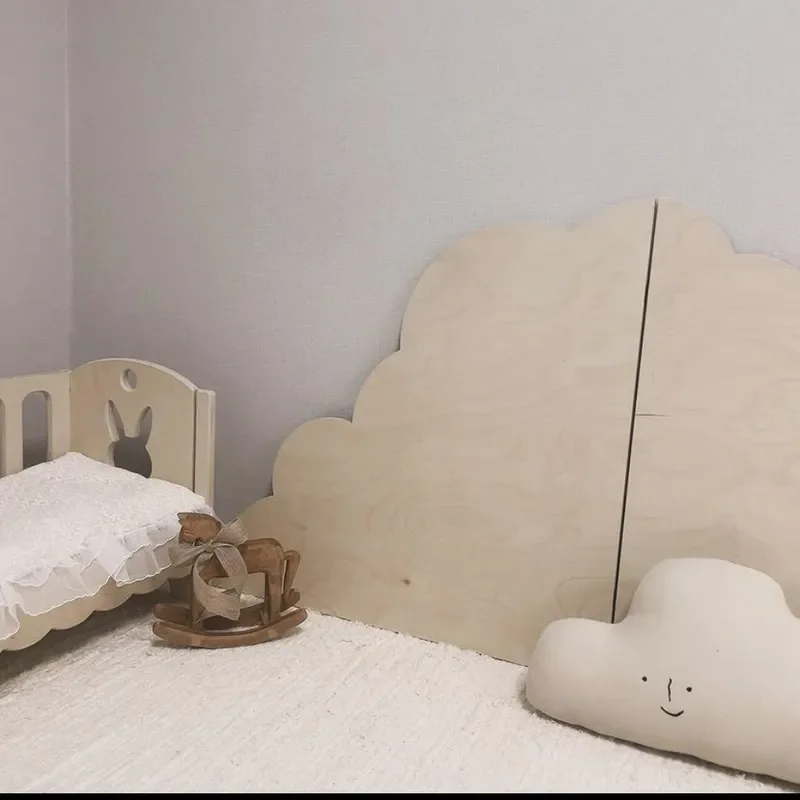 Foldable Cloud Room Divider Screen for Kids Play Area Korean Style Wall Decor Background Panel Photography Prop Floor to