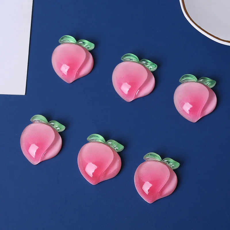 20Pcs Pink Crystal Peaches Resin DIY Accessory Can Be Used As An Accessory for Handmade Earrings Hair Clip Keychain Bracelets