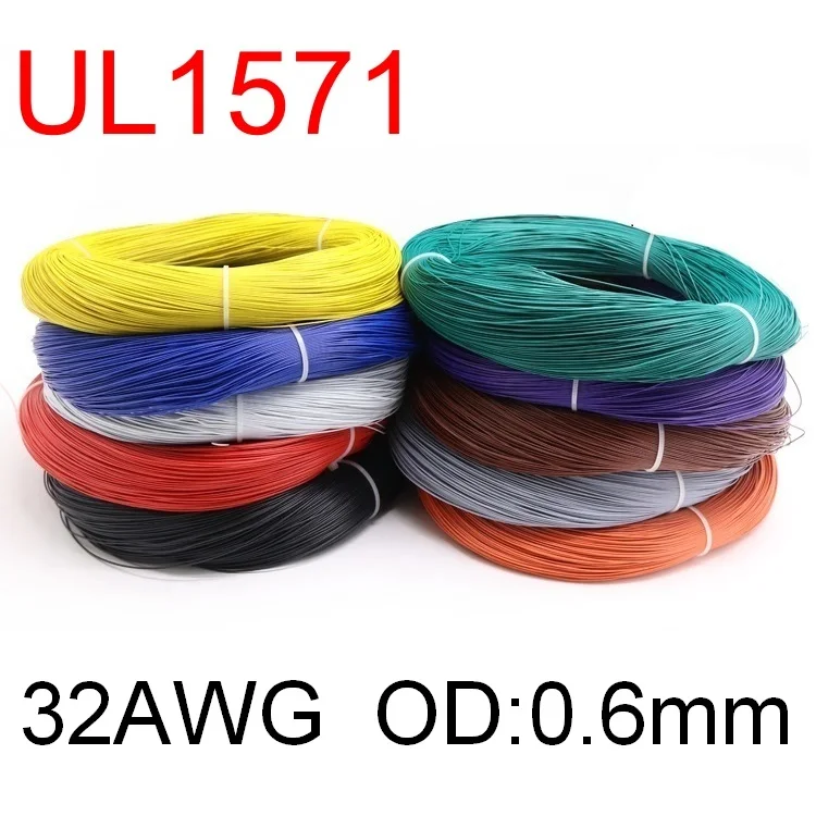 UL1571 32AWG PVC Electronic Wire OD 0.6mm Flexible Cable Insulated Tin-plated Copper Environmental LED Line DIY Cord 1 meter