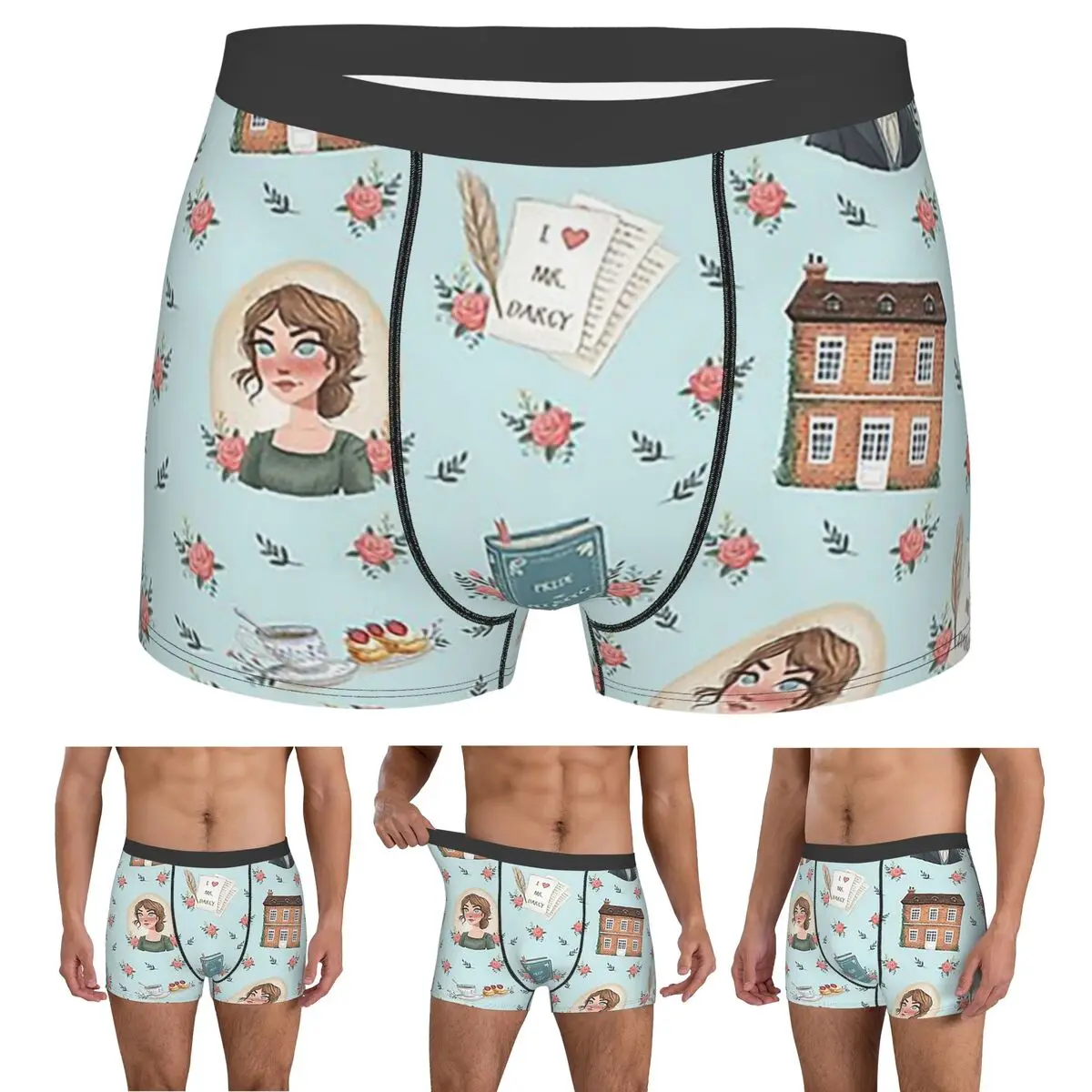 

Трусы-боксеры, шорты, гордость и предубеждение, трусики «Вдохновение Джейн Остин», мужское удобное нижнее белье для мужчин, подарки