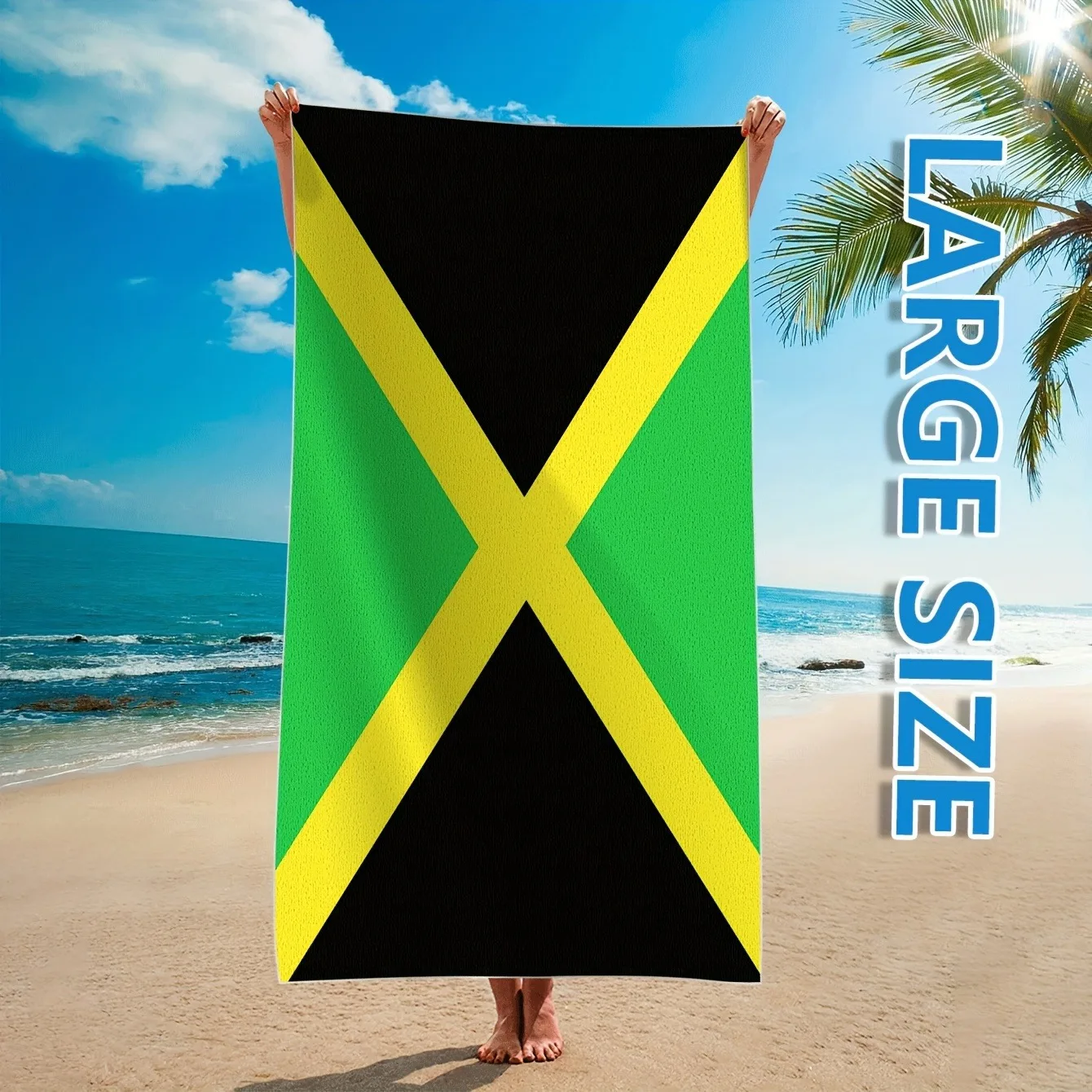 Jamaica Flag Beach Towel: Large Size for Ultimate Beach Comfort! Suitable for towels, bath towels, beach towels