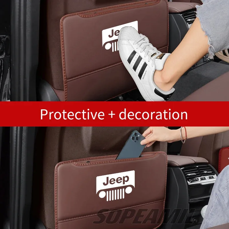 Ochraniacz na oparcie fotela samochodowego, torba do przechowywania na tylne siedzenie Jeep Compass Gladiator Patriot Commander Wrangler JK JL Grand Cherokee Renegade