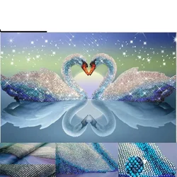 50*27cm 5D Diy mozaika dekoracyjne robótki ręczne diament malarstwo łabędź Rhinestone Cross Stitch zwierząt ślub kryształowy diament haft