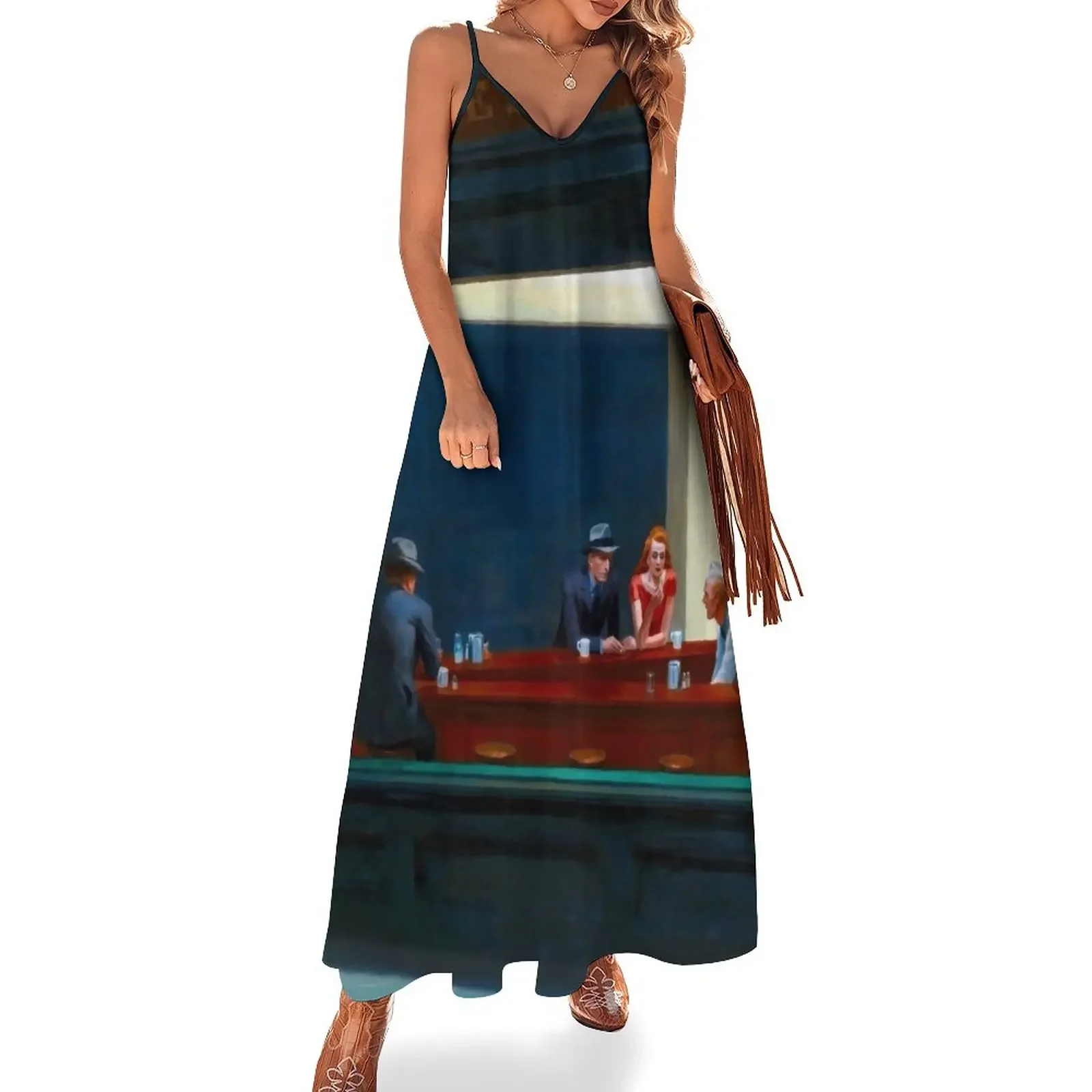 

Nighthawks by Edward Hopper (1942) Sleeveless Dress luxury women's party dress evening prom dresses for woman