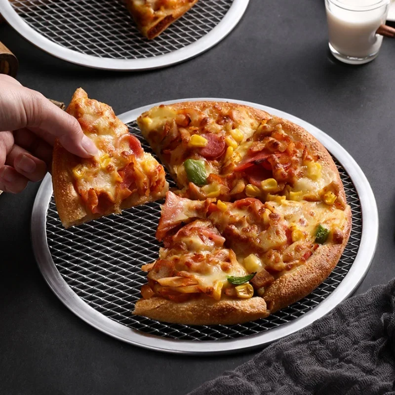 شاشة بيتزا من الألومنيوم بدون خياطة مقاس 10/12 بوصة - صينية خبز شبكية معدنية غير لاصقة أدوات خبز أساسية للبيتزا محلية الصنع