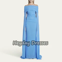 Heyday Chiffon Mermaid Off-the-shoulder Saudi Simple Prom Gown Arab Floor Length Formal Evening Party Dresses For Women 2024