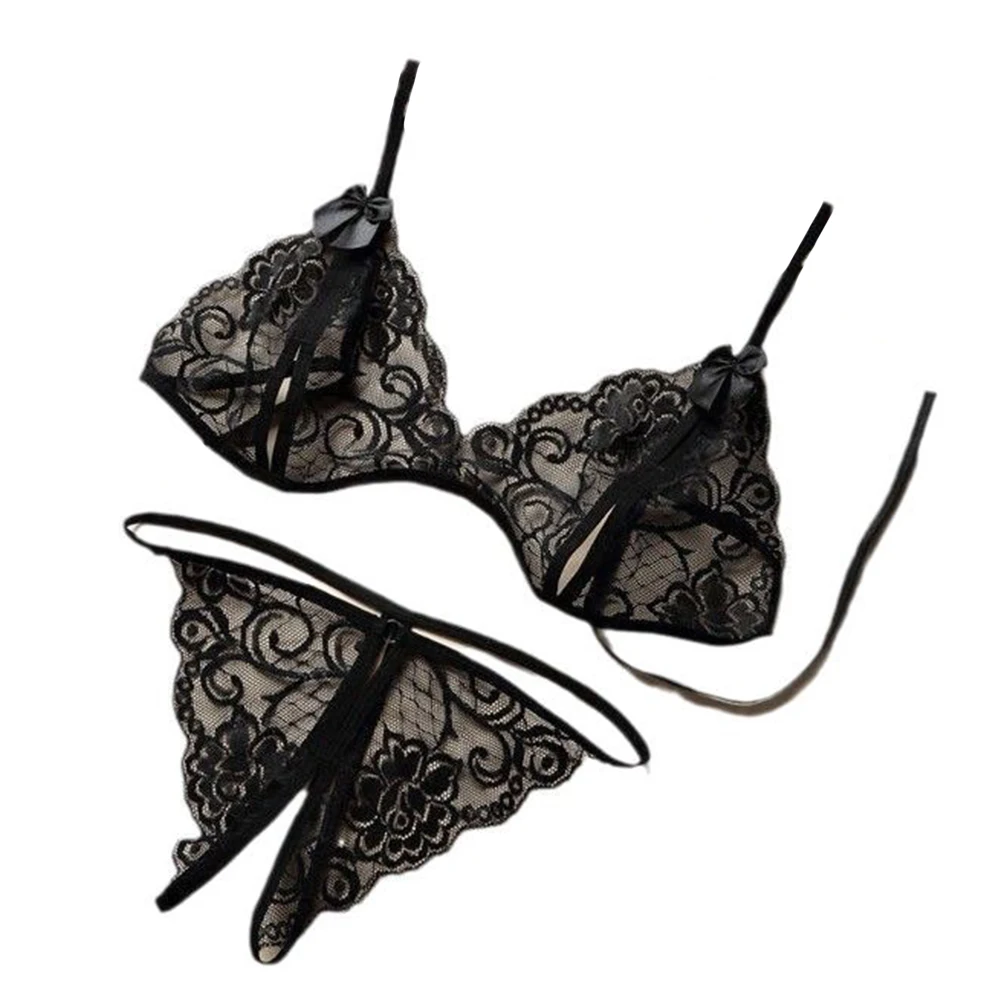 

Bikini Open Crotch White Lace Bra Set Average Size Bedroom Attire Bikini Style Brand New Four Seasons Night Wear