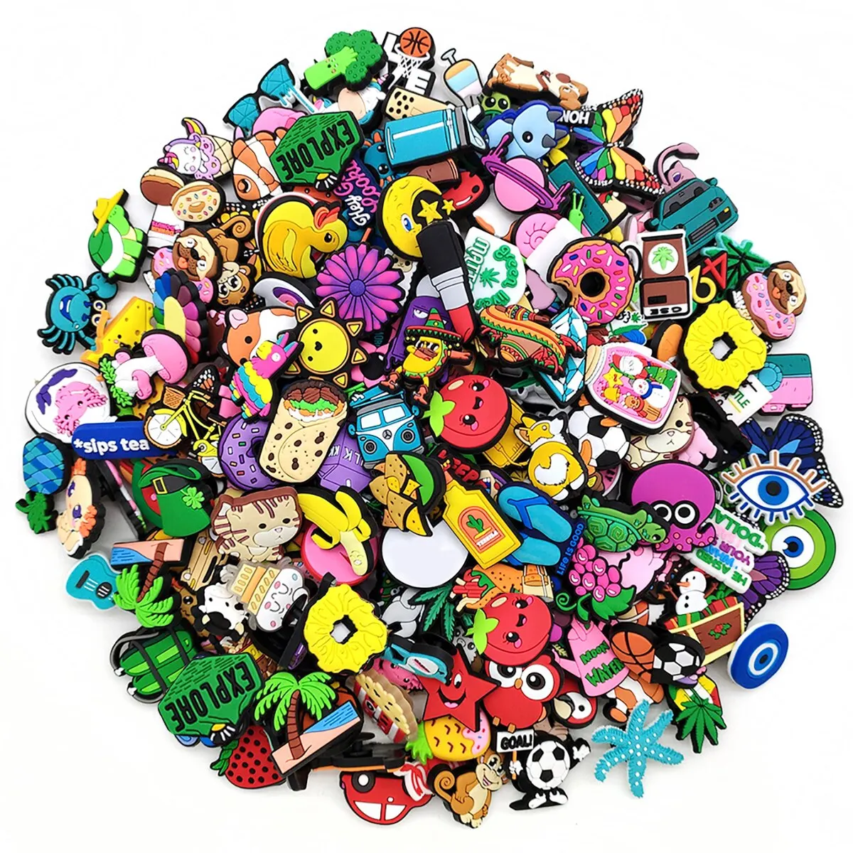 

6/30/60/100/200 Pcs Cartoon Shoe Charms for Clogs Bubble Slides Sandals PVC Shoe Decorations Accessories For Teens