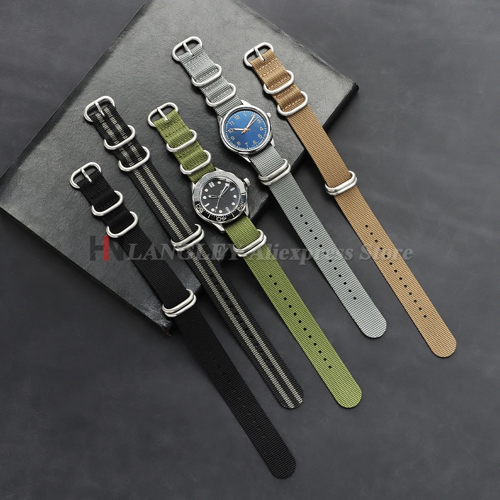 Heavy Duty Nylon Strap 20mm 22mm Woven Fabric Watchband for Seiko for Omega for Rolex Watch Ring Buckle Men's Replacement Bands view 3