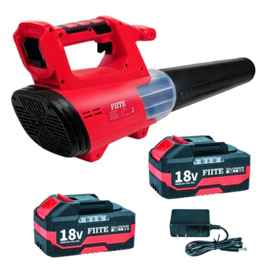 

Аккумуляторная воздуходувка для листьев 18В, 600CFM, электрическая, с 2 аккумуляторами 5.0Ач и зарядным устройством, 6-скоростная, ручная