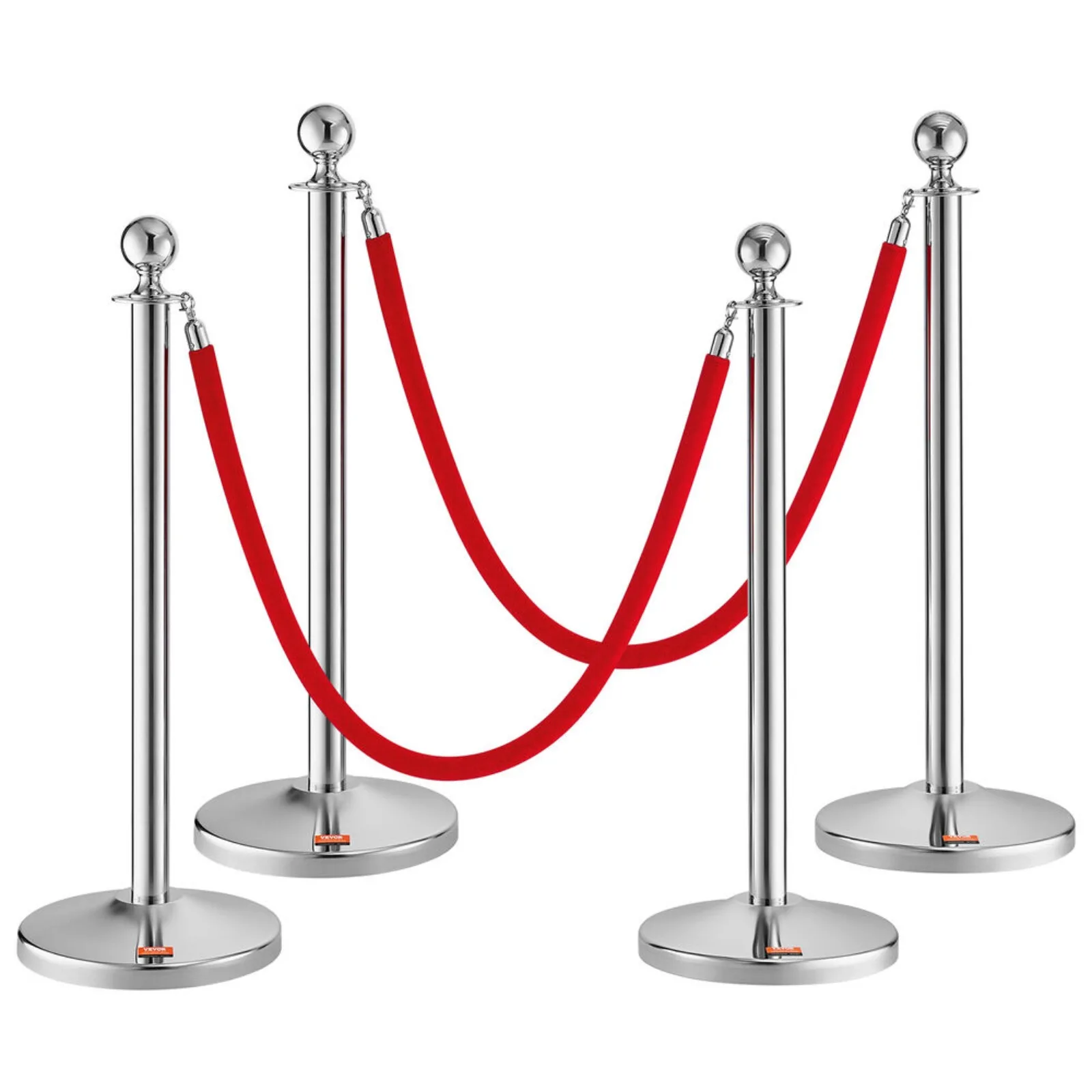 Crowd Control Stanchion Posten 4-Pack & 2Pcs 5ft Fluwelen Touwen Invulbare Basis United States