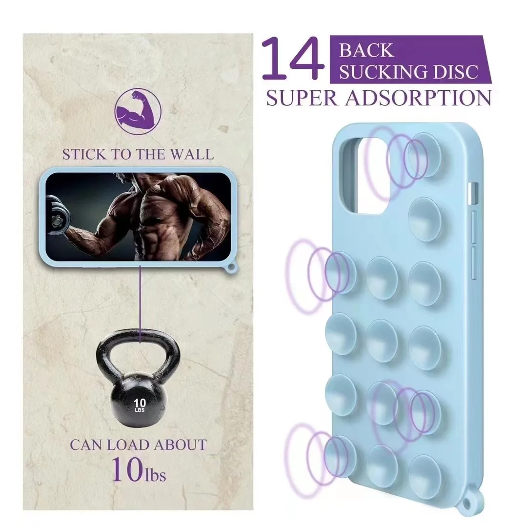 Cute Creative Suction Cup For iPhone 16 15 14 13 12 11 Pro Max  Phone Case Extra Gadget Holder Funny Soft Silicone Back Cover