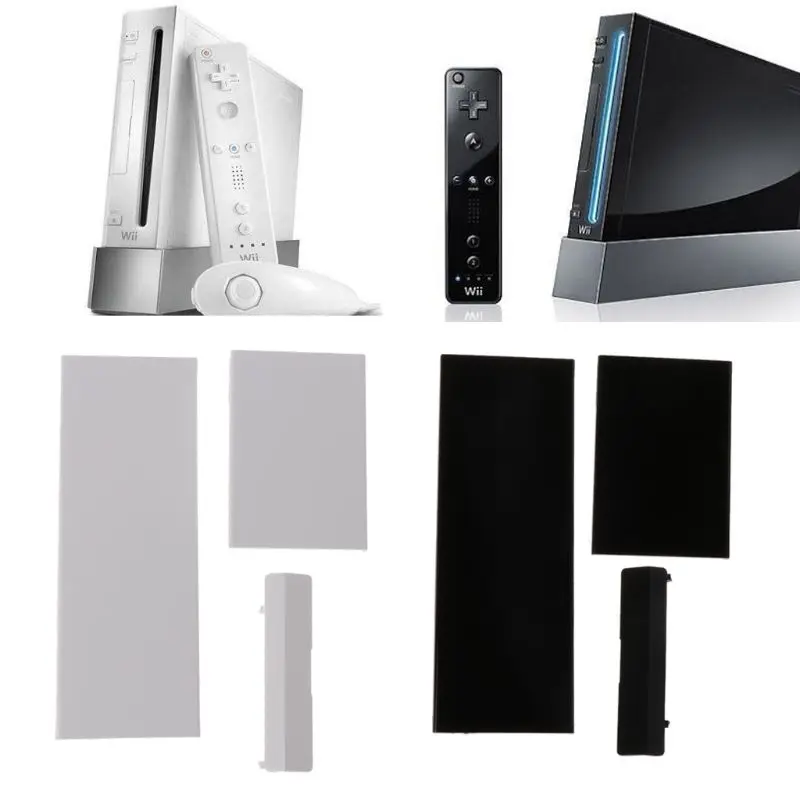 R91A สีขาว/สีดำเปลี่ยนการ์ดหน่วยความจำฝาครอบฝาปิด 3 ชิ้นส่วนประตูสำหรับคอนโซล อะไหล่ประตูครอบคลุมเปลี่ยน