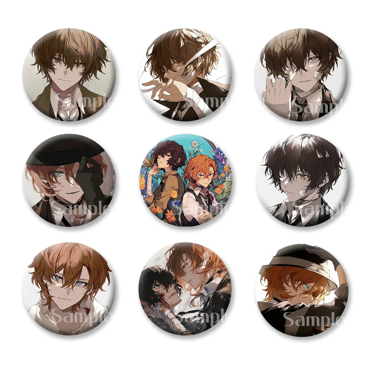 

Anime Bungou Stray Dogs Flash Badge Brooch Keychains Refrigerator Magnet ACG Accessories Collect Bag Pendants Boys Girls Gifts