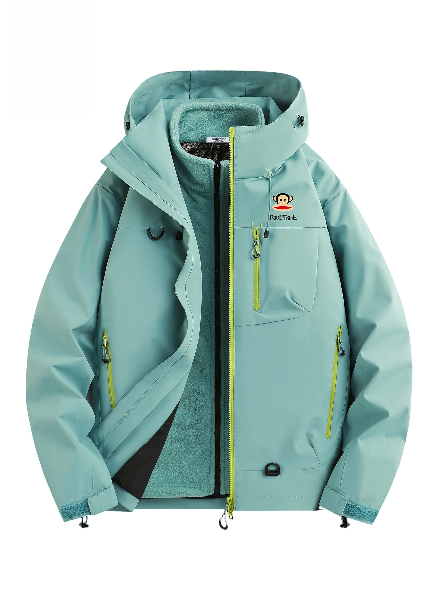 

Куртка Paul Frank 3-в-1 с капюшоном, мужская зимняя, на флисовой подкладке, повседневная рабочая одежда, теплая верхняя одежда, удобная, свободного кроя, на молнии